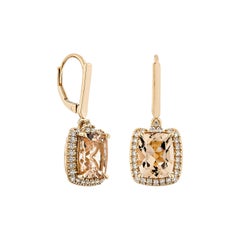 Sunita Nahata Morganit 5.05ct. Tropfenohrring aus 18KRG mit Diamant.