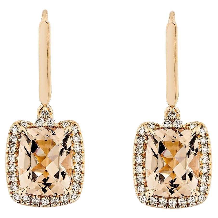 Sunita Nahata Morganite 5.05ct. Drop Earring in 18KRG with Diamond.
