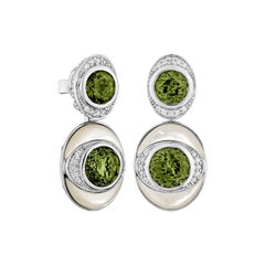 Sunita Nahata 5.06ct Green Tourmaline & Pearl Drop Earring in 18KWG with Diamond