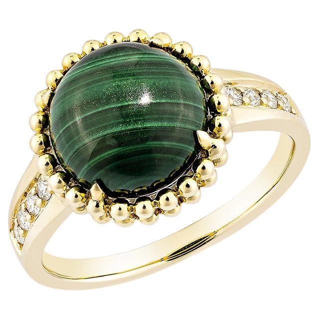 Sunita Nahata Malachite 5.12ct. Fancy Ring in 14KYG with Diamond. For Sale