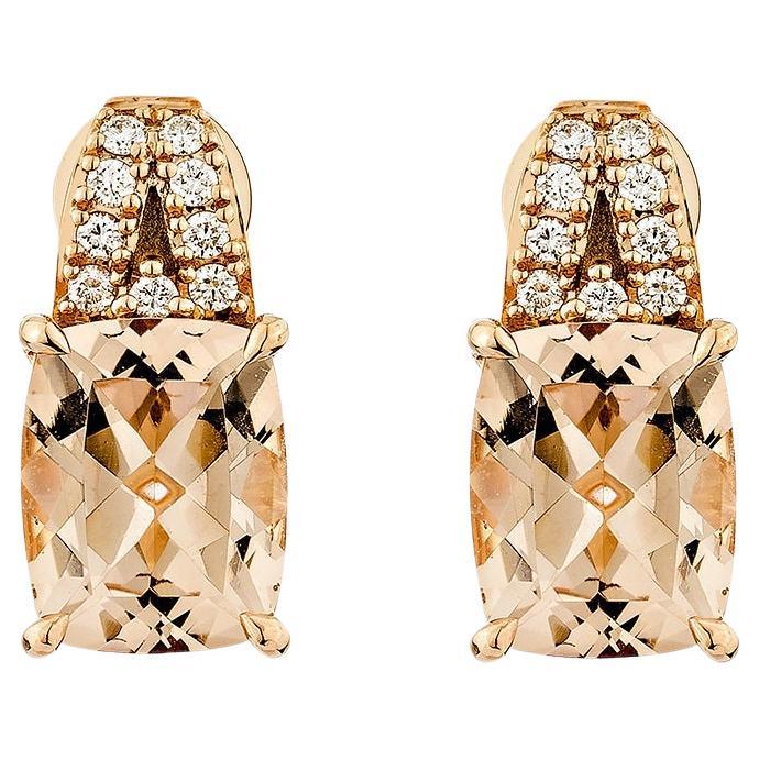 Sunita Nahata Morganite 5.15ct. Drop Earring in 18KRG with Diamond.