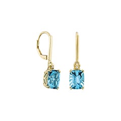 Sunita Nahata Swiss Blue Topaz 5.18ct. Drop Earring in 14KYG with Diamond.