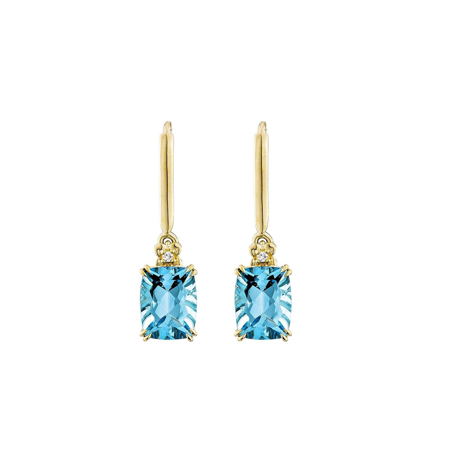 Contemporaneo Sunita Nahata Topazio Blu Svizzero 5.18ct. Orecchino a goccia in 14KYG con diamante. in vendita