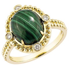 Sunita Nahata Malachite 5,25 carats Bague fantaisie en 14 carats avec diamants