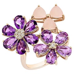 Sunita Nahata Ametista e Quarzo Guava 5,26ct. Anello fantasia in 14KRG e diamante.