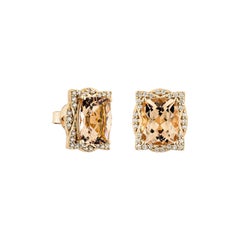 Sunita Nahata Morganite 5.36ct. Stud Earring in 18KRG with Diamond.