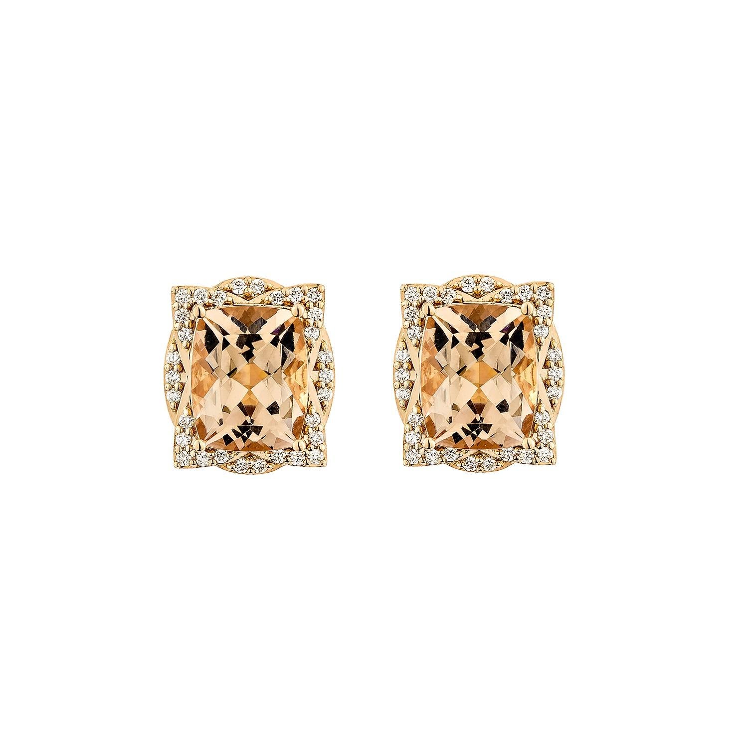 Contemporaneo Sunita Nahata Morganite 5.36ct. Orecchino con diamante in 18KRG. in vendita