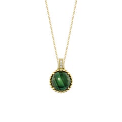 Sunita Nahata Malachite 5.40ct. Pendant in 14KYG with White Diamond.