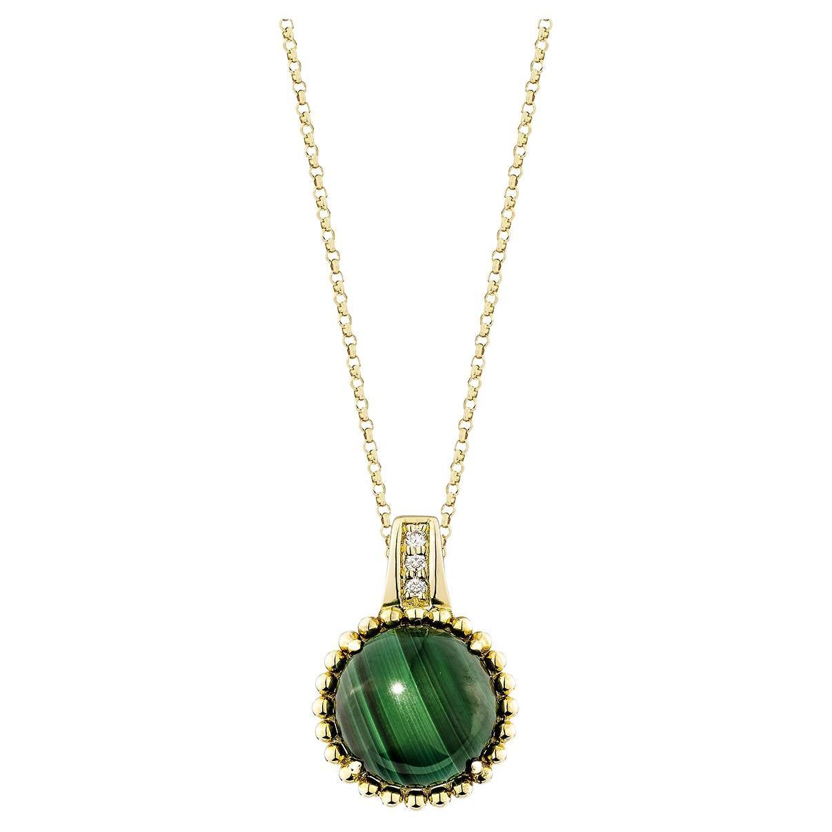 Sunita Nahata Malachite 5.40ct. Pendant in 14KYG with White Diamond.