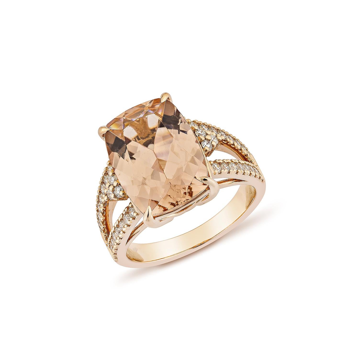 Sunita Nahata Morganit 5.48ct. Fancy Ring aus 18KRG mit Diamant. (Zeitgenössisch) im Angebot