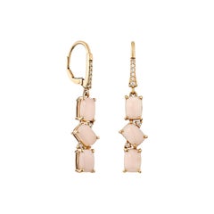 Sunita Nahata Pink Opal 5.48ct.  Earrings in 18KRG with Diamond.