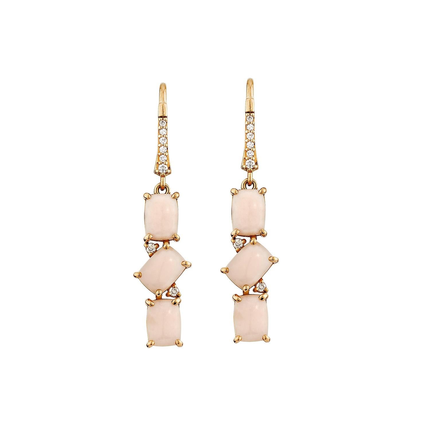 Contemporaneo Opale rosa Sunita Nahata 5,48ct.  Orecchini in 18KRG con diamante. in vendita