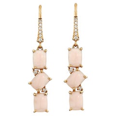 Sunita Nahata Pink Opal 5.48ct.  Earrings in 18KRG with Diamond.