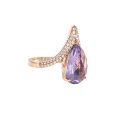 Sunita Nahata Amethyst 5.58ct. Fancy Ring in 18KRG with Diamond.