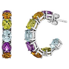 Sunita Nahata Regenbogen-Edelsteine 5,58 Karat. Tropfenohrringe in 14KWG.