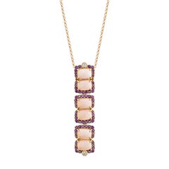 Sunita Nahata Pink Opal & Amethyst 5.62ct. Pendant in 18KRG with Diamond.