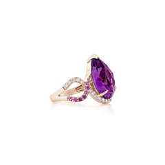 Sunita Nahata Amethyst & Pink Sapphire 5.75ct. Ring in 14KRG with Diamond.