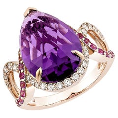 Sunita Nahata Amethyst & rosa Saphir 5,75ct. Ring aus 14KRG mit Diamant.