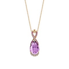 Sunita Nahata Amethyst & Pink Sapphire 5.75ct. Pendant in 14KRG with Diamond.