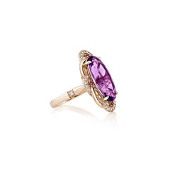 Sunita Nahata Amethyst & Rhodolite 5.87ct. Fancy Ring in 14KRG with Diamond.