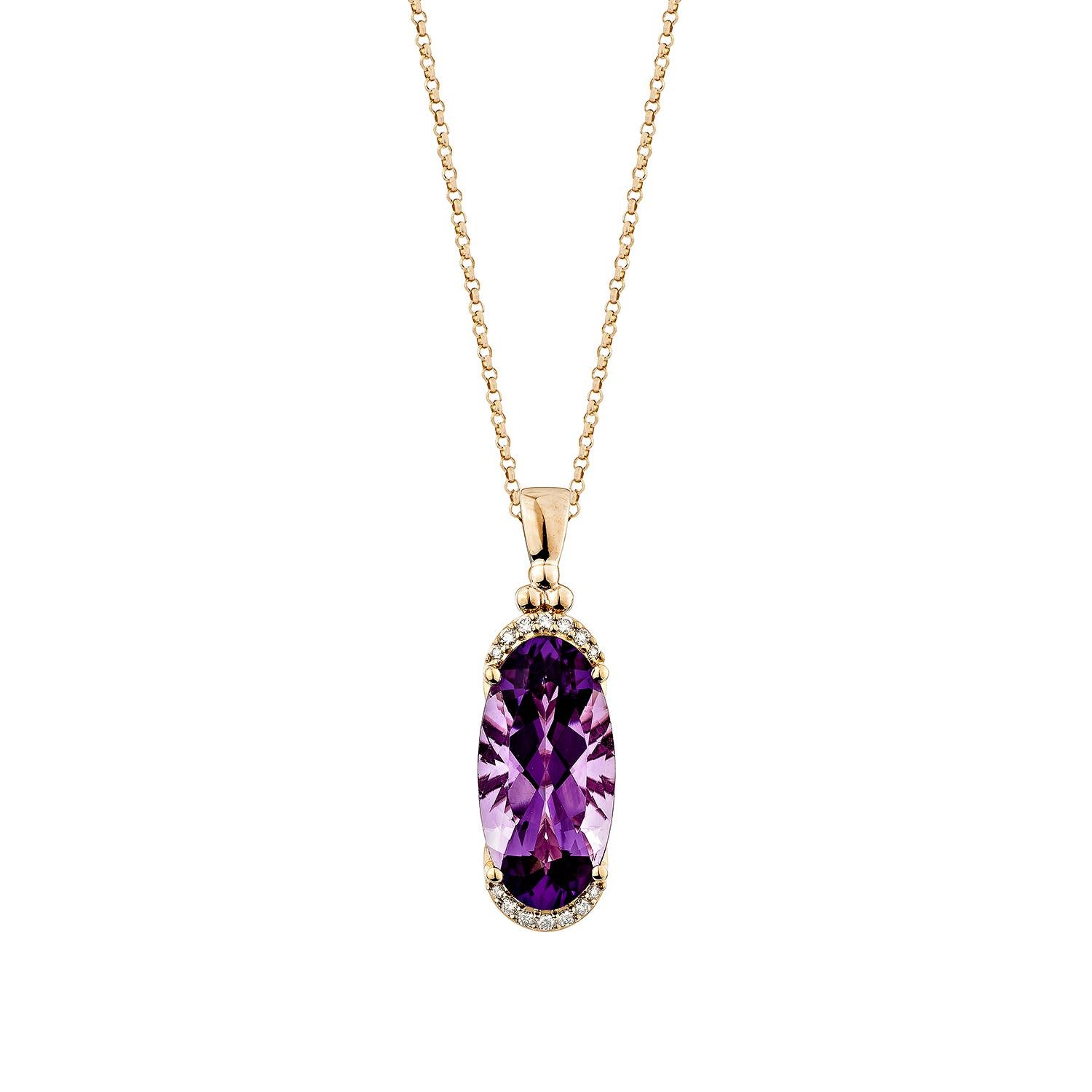 Contemporary Sunita Nahata Amethyst 5.92ct. Pendant in 14Karat Rose Gold with Diamonds. For Sale