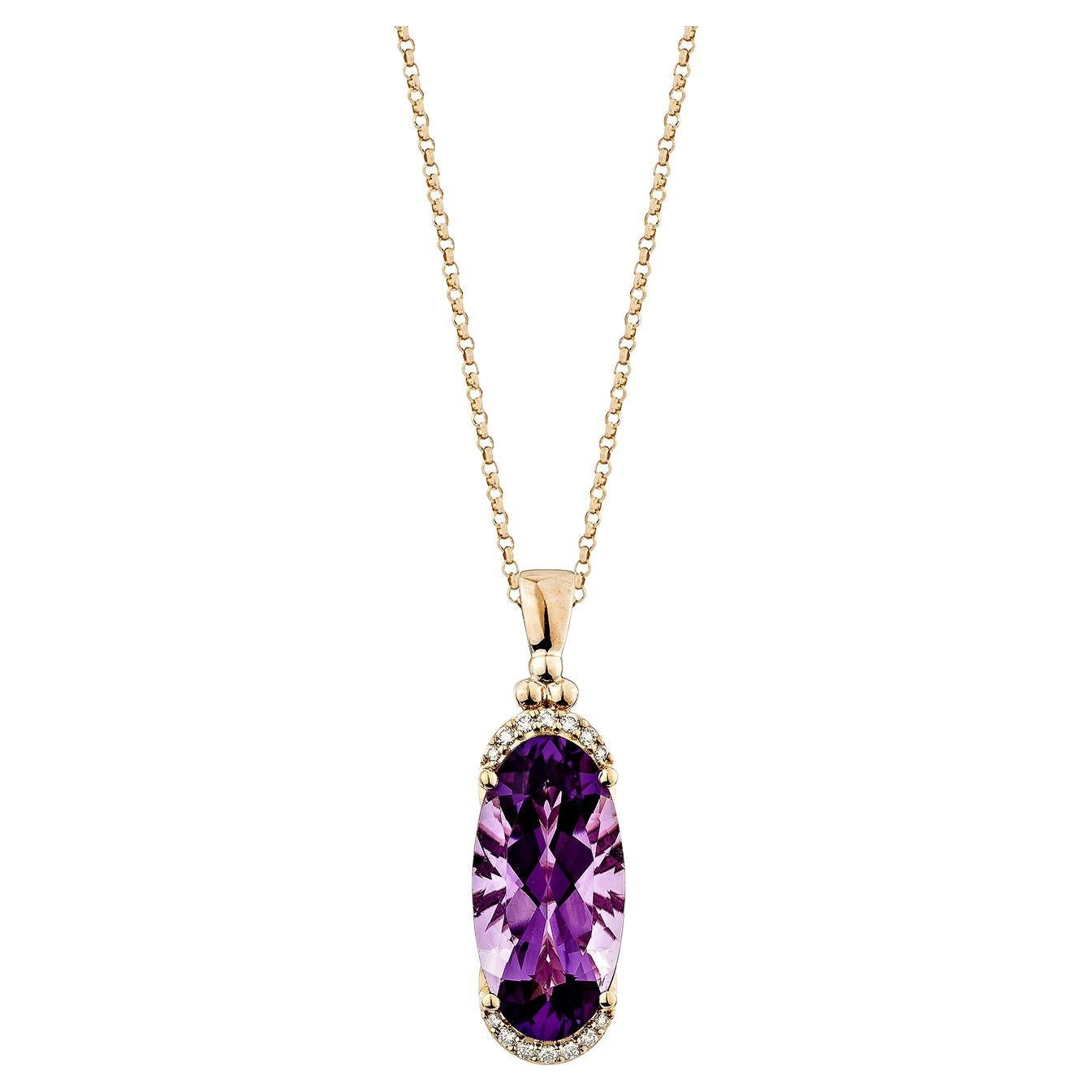 Sunita Nahata Amethyst 5.92ct. Pendant in 14Karat Rose Gold with Diamonds.