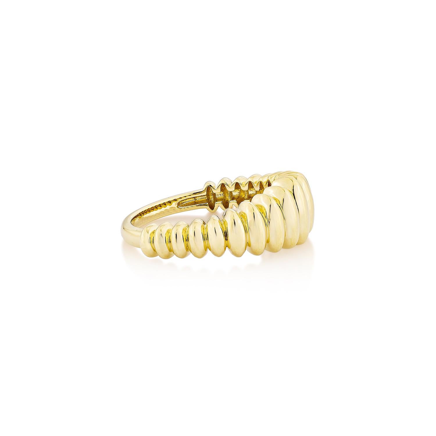 Sunita Nahata presenta anillo de fantasía. Este precioso par, elaborado en oro amarillo de 18 quilates, irradia gracia y elegancia, por lo que es ideal para el uso diario.
  
 Anillo de fantasía en oro amarillo de 18 quilates.       

Oro: 5,92 g,