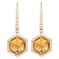 Sunita Nahata Citrino 5.94ct. Pendientes de gota en 18KYG con diamante.
