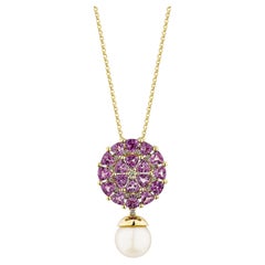 Sunita Nahata Perle 5.94ct. Anhänger aus 18KYG mit rosa Saphir und Diamant.