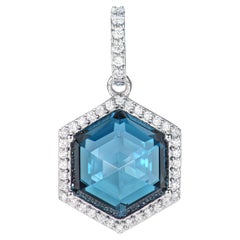 Sunita Nahata London Blue Topaz 6.00ct. Pendant in 18KWG with Diamond.