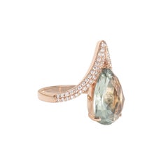 Sunita Nahata Mint Quartz 6.00ct. Fancy Ring in 18KRG with Diamond.