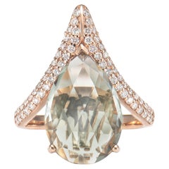 Sunita Nahata Cuarzo menta 6.00ct. Anillo de fantasía en 18KRG con diamante.