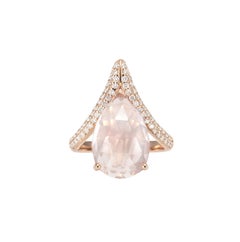 Sunita Nahata Rose Quartz 6.17ct. Fancy Ring in 18KRG with Diamond.