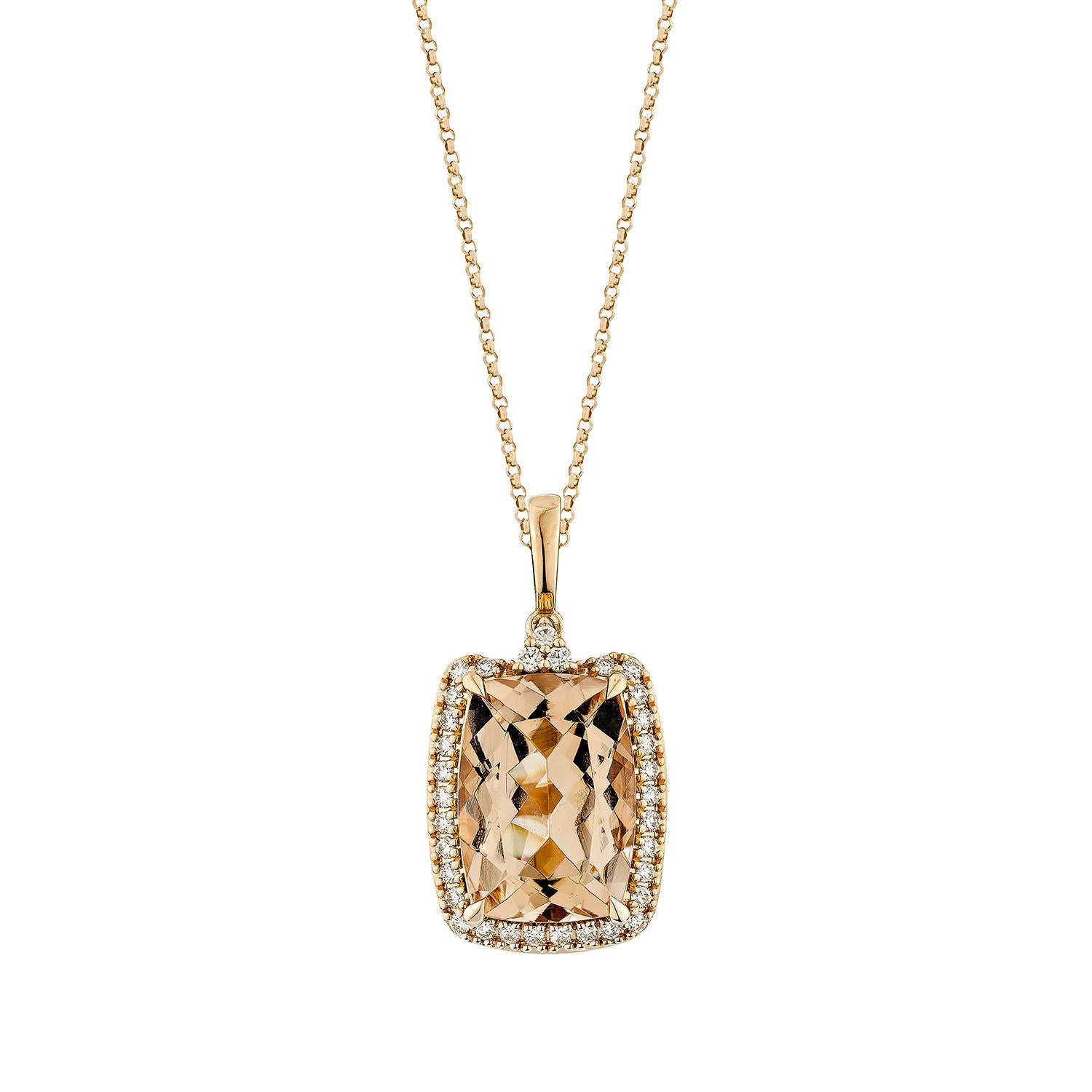 Contemporaneo Sunita Nahata Morganite 6.29ct. Ciondolo in 18KRG con diamante bianco. in vendita