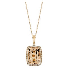 Sunita Nahata Morganite 6.29ct. Pendant in 18KRG with White Diamond.