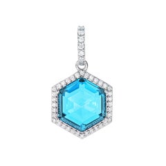 Sunita Nahata Swiss Blue Topaz 6.40ct. Pendant in 18KWG with Diamond.