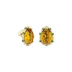 Sunita Nahata, clous d'oreilles en or 18 carats avec tsavorite et diamants de 6,48 carats