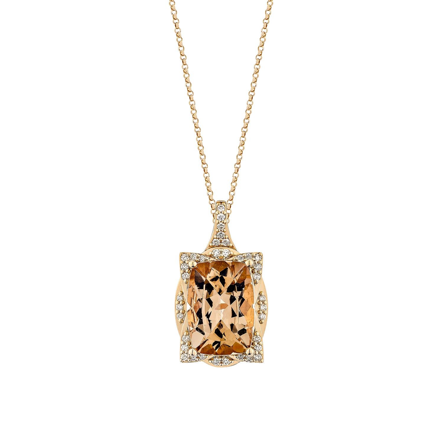 Contemporaneo Sunita Nahata Morganite 6.62ct. Ciondolo in 18KRG con diamante bianco. in vendita