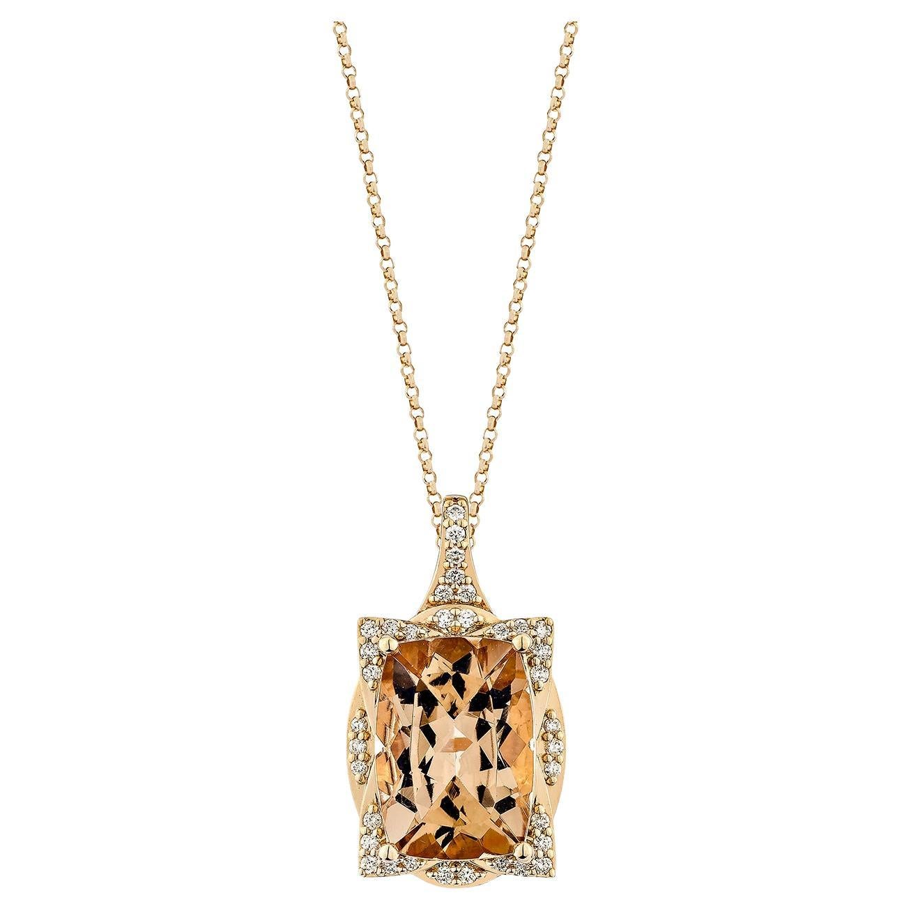 Sunita Nahata Morganite 6.62ct. Ciondolo in 18KRG con diamante bianco.