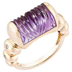 Sunita Nahata Amethyst 6.65ct. Fancy Ring in 18KRG with White Diamond.