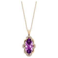 Sunita Nahata améthyste et rhodolite 6,68 carats Pendentif en 14KRG avec diamant.