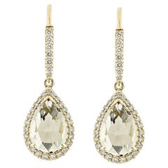 Quarzo menta Sunita Nahata 6,70ct. Orecchino a goccia in 14KYG con diamante.