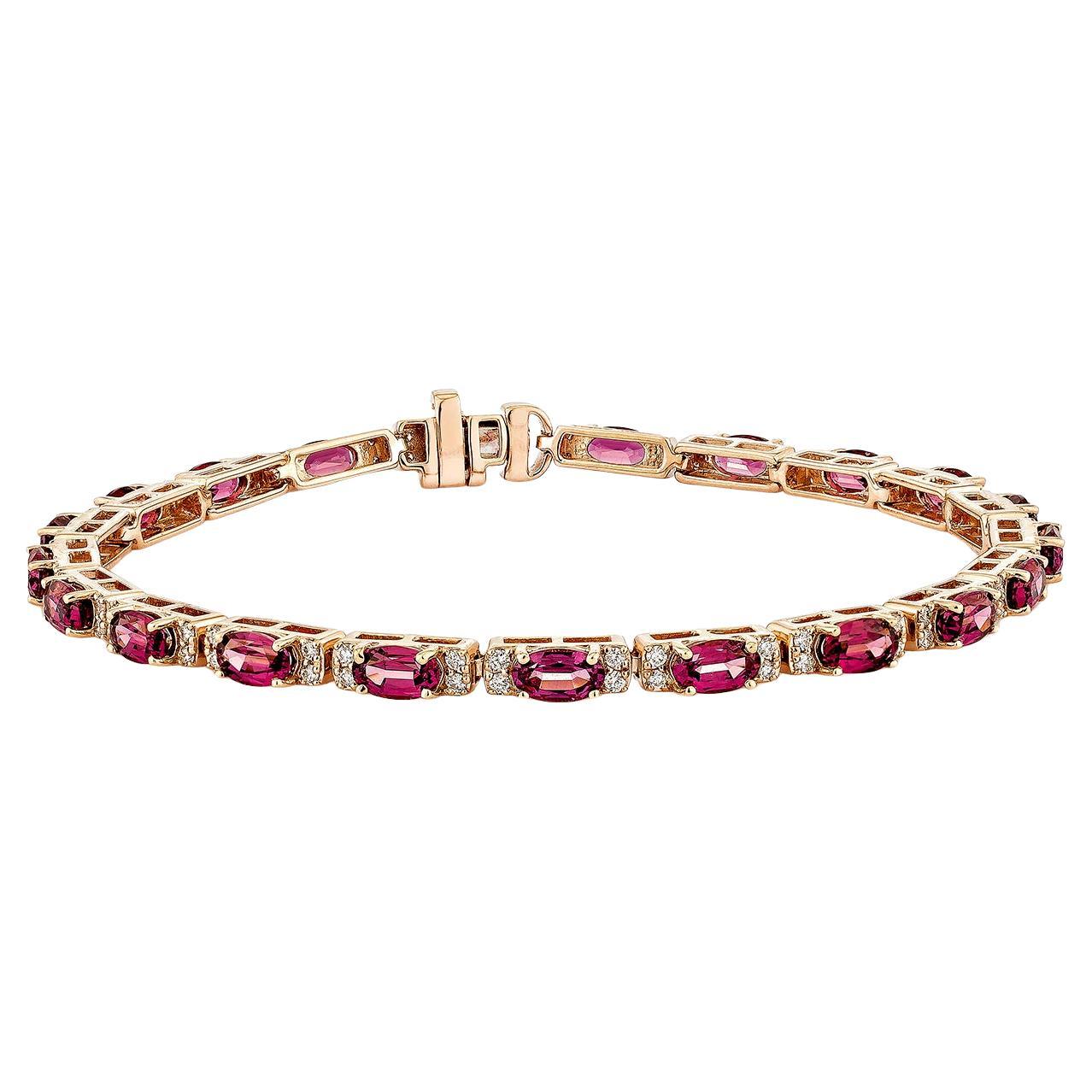 Sunita Nahata Rhodolite 6.75ct. Bracelet in 14Karat Rose Gold with Diamond.