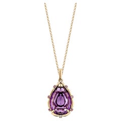 Sunita Nahata Amethyst 6.83ct. Pendentif 18 carats avec saphir rose et diamants.