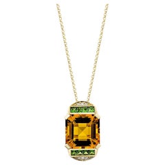 Sunita Nahata Citrin & Tsavorit 6,90ct. Anhänger in 14KYG mit Diamant.