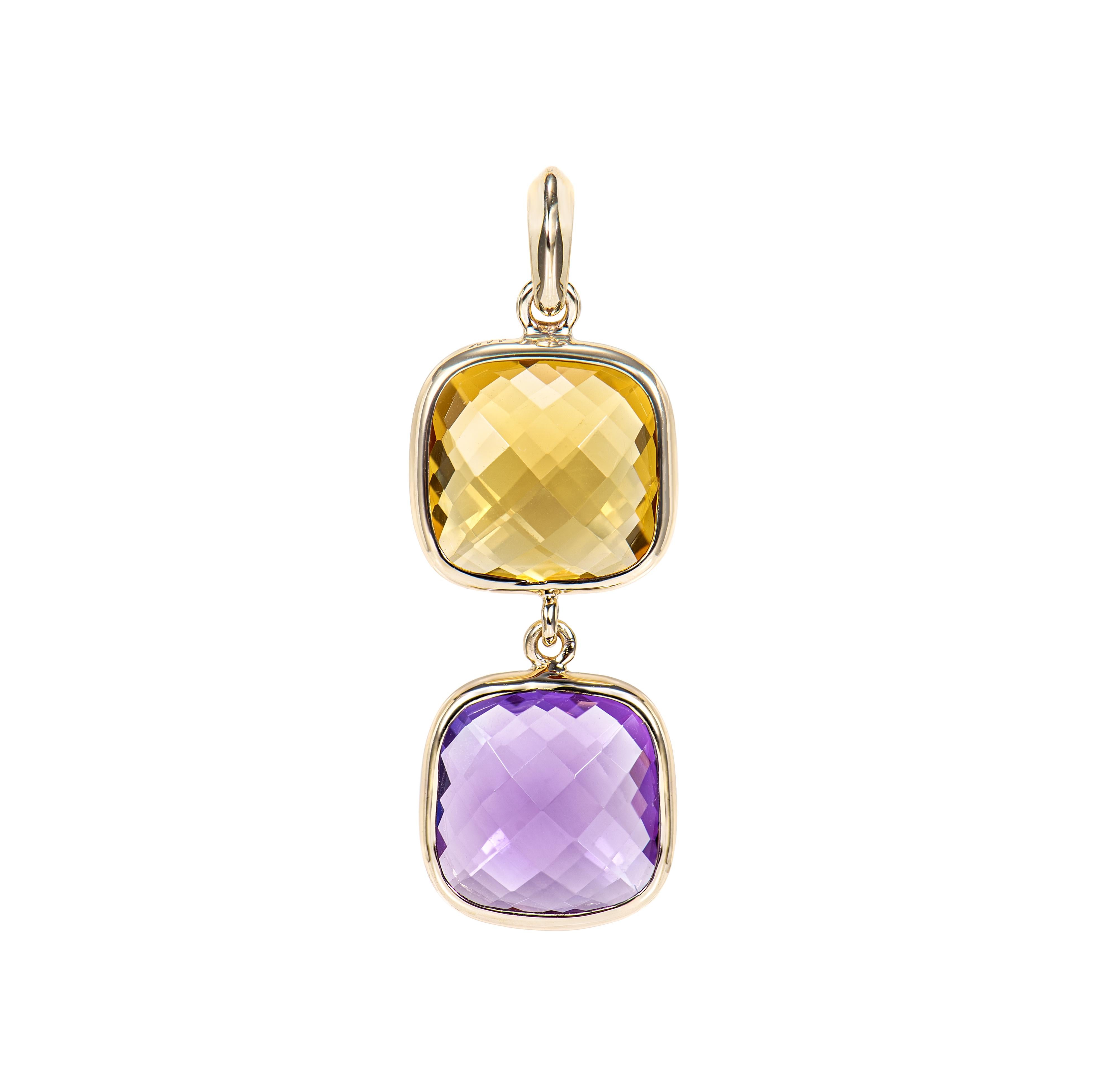 Contemporaneo Sunita Nahata Ametista e Citrino 6,93ct. Ciondolo in 14KYG. in vendita