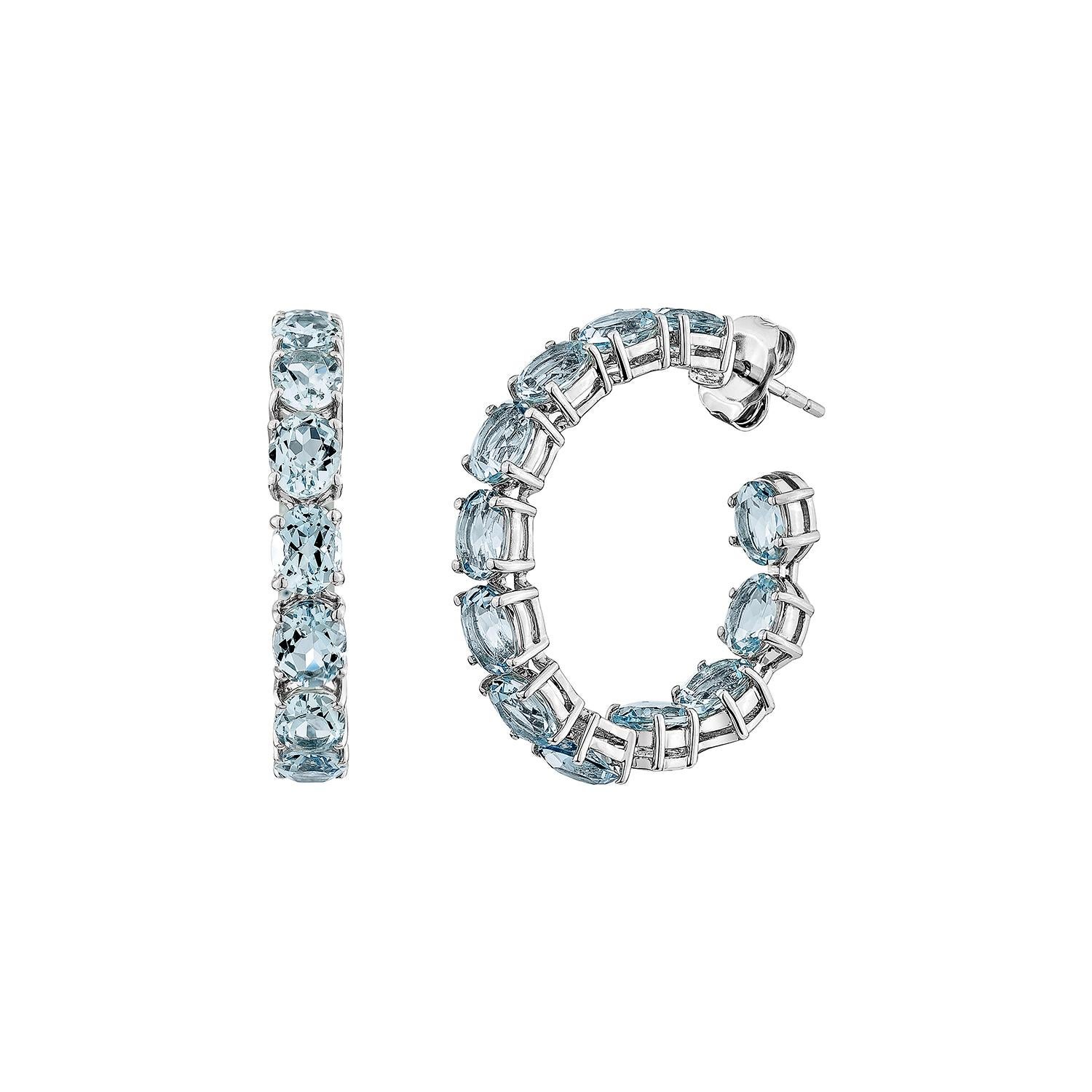 Taglio ovale Sunita Nahata Acquamarina 6.96ct. Orecchini a goccia in 14KWG con diamante. in vendita
