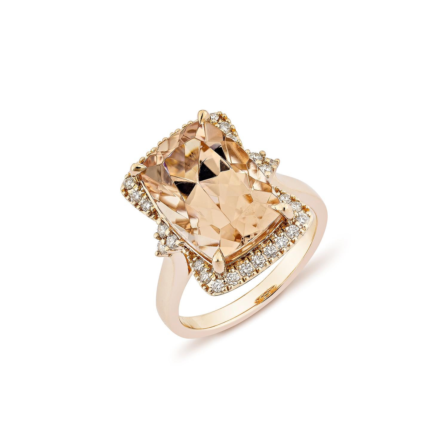 Sunita Nahata Morganit 7.12ct. Fancy Ring aus 18KRG mit Diamant. (Zeitgenössisch) im Angebot