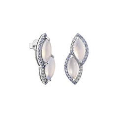 Sunita Nahata Chalcedony & Sapphire 7.15ct. Earrings in 18KWG with Diamond.