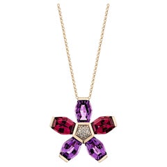 Sunita Nahata améthyste et rhodolite 7,29 carats Bague fantaisie en 14KRG avec diamant.